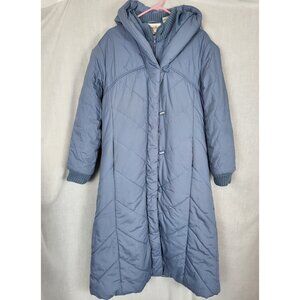 VTG Saxton Hall 80s Long Winter Coat Puffer Jacket Women Sz Medium Blue Retro